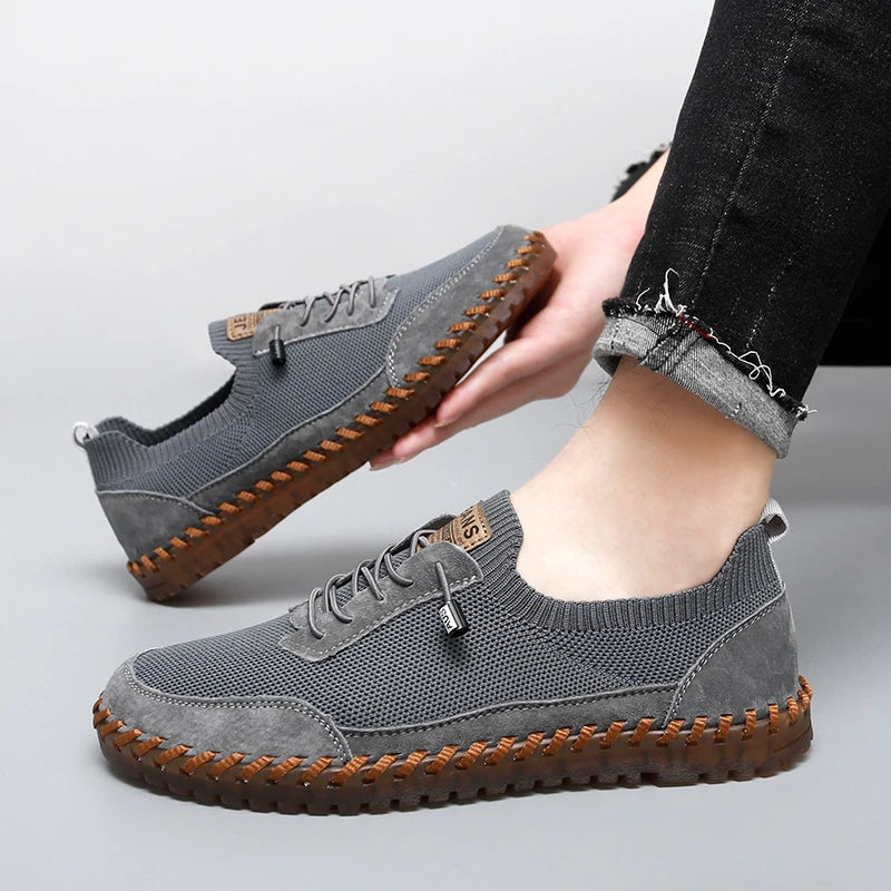 Męskie Sneakersy Mesh ze Sznurowaniem, Wkładką EVA i Gumową Podeszwą