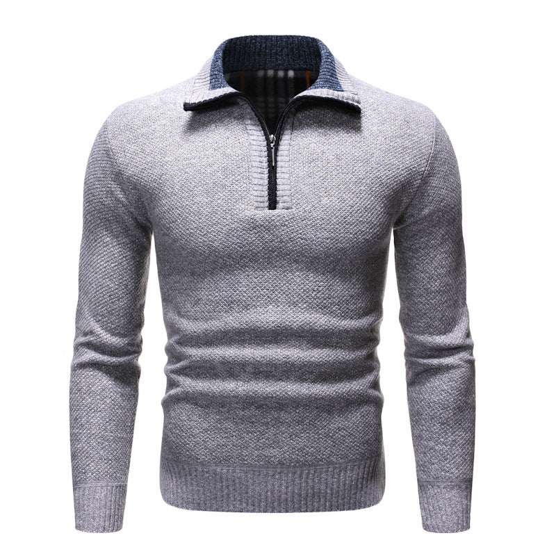 Męski sweter z kołnierzem klapowym o strukturalnym designie