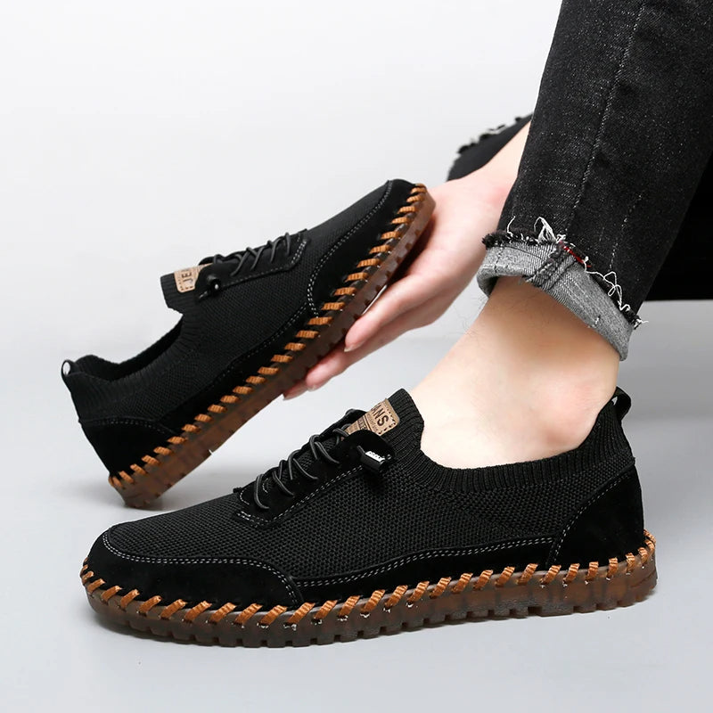 Męskie Sneakersy Mesh ze Sznurowaniem, Wkładką EVA i Gumową Podeszwą