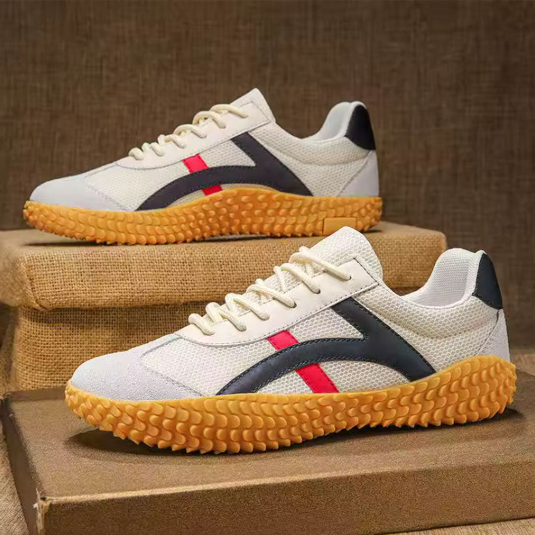 Męskie sneakersy w stylu retro z kontrastowymi paskami i gumową podeszwą