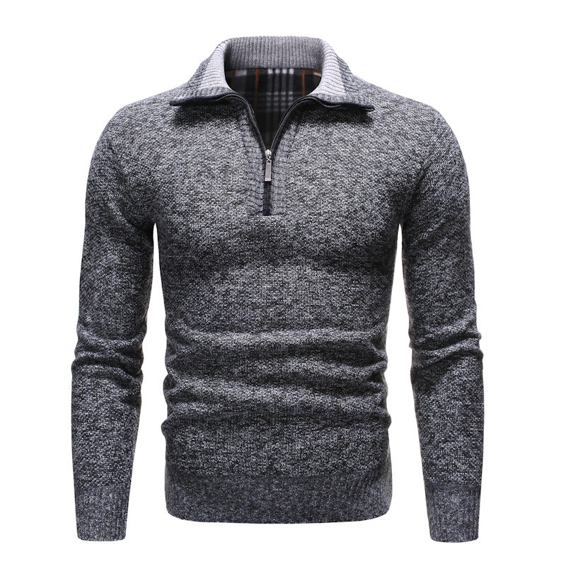 Męski sweter z kołnierzem klapowym o strukturalnym designie