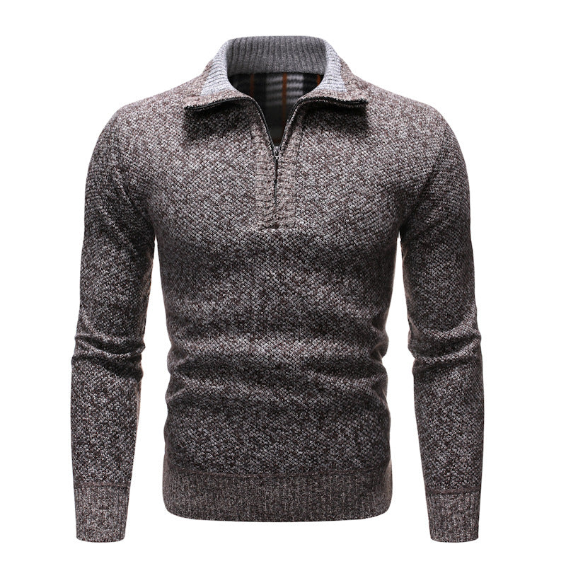 Męski sweter z kołnierzem klapowym o strukturalnym designie