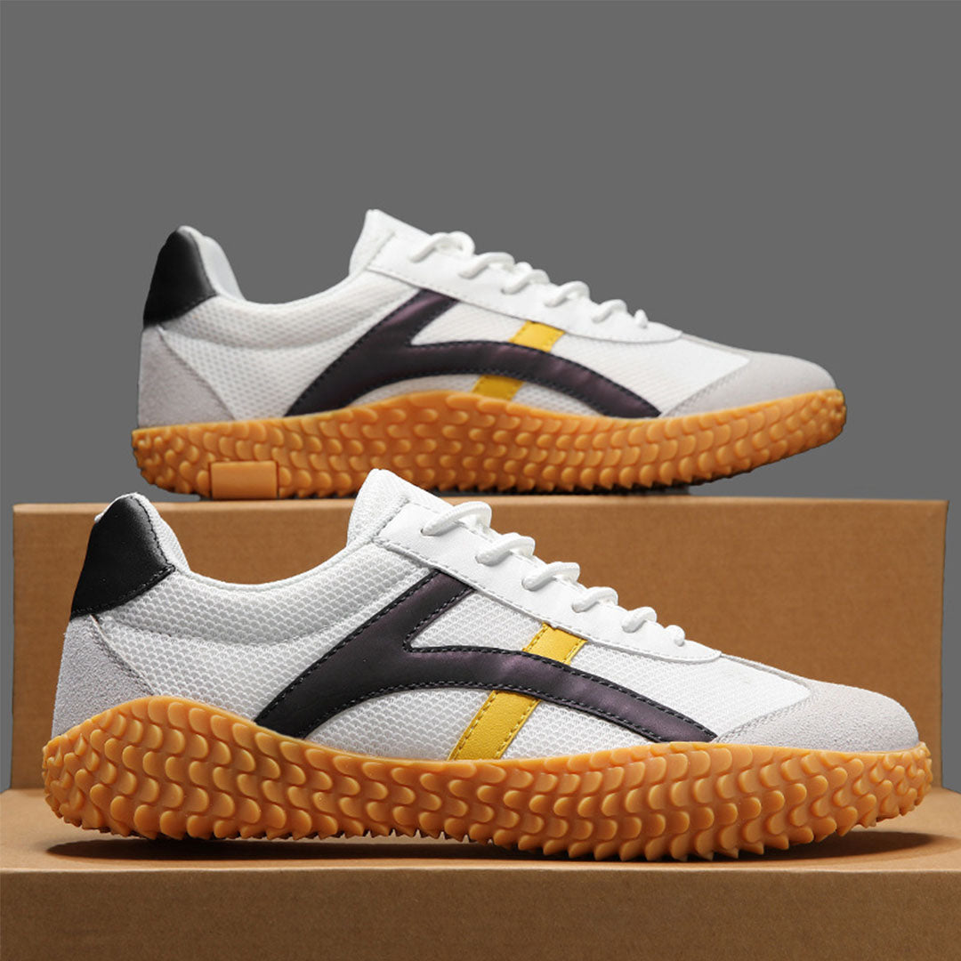 Męskie sneakersy w stylu retro z kontrastowymi paskami i gumową podeszwą
