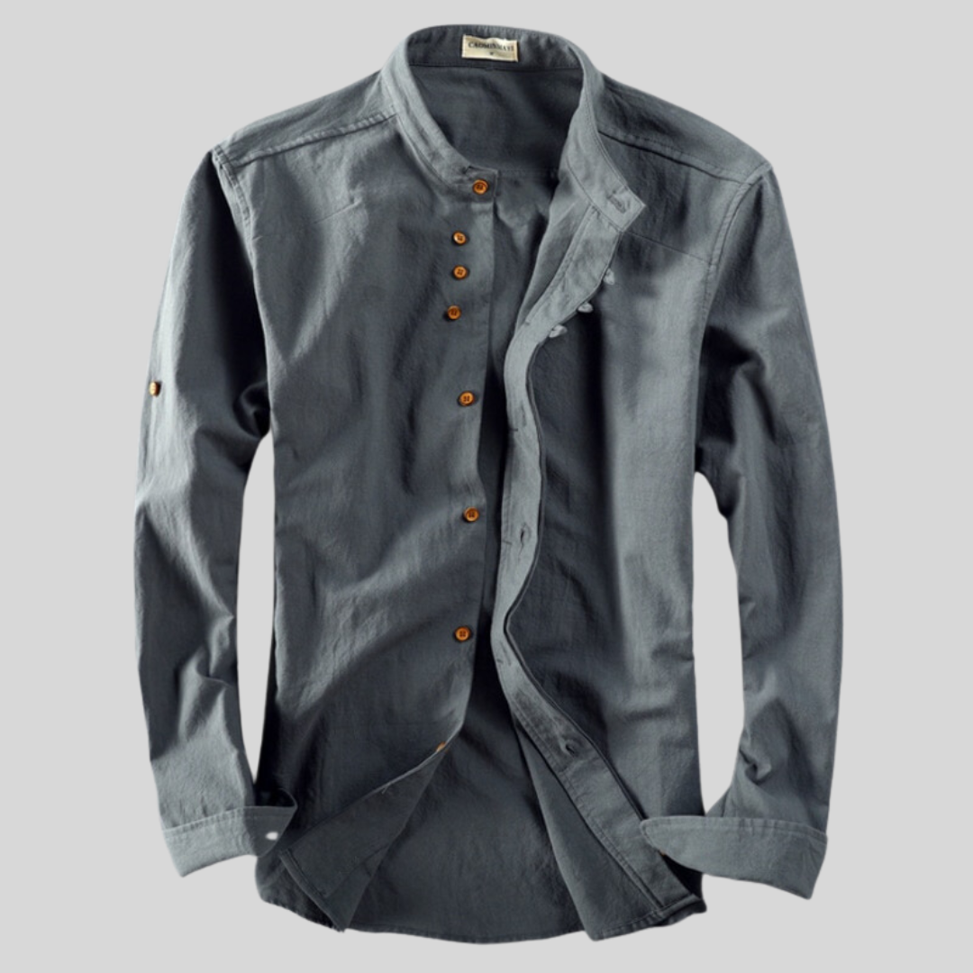 Męska Koszula Slim Fit z Długim Rękawem i Kołnierzem Typu Spread