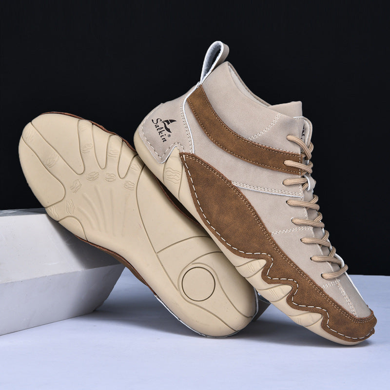 Męskie sneakersy z falowaną podeszwą i kontrastowymi panelami