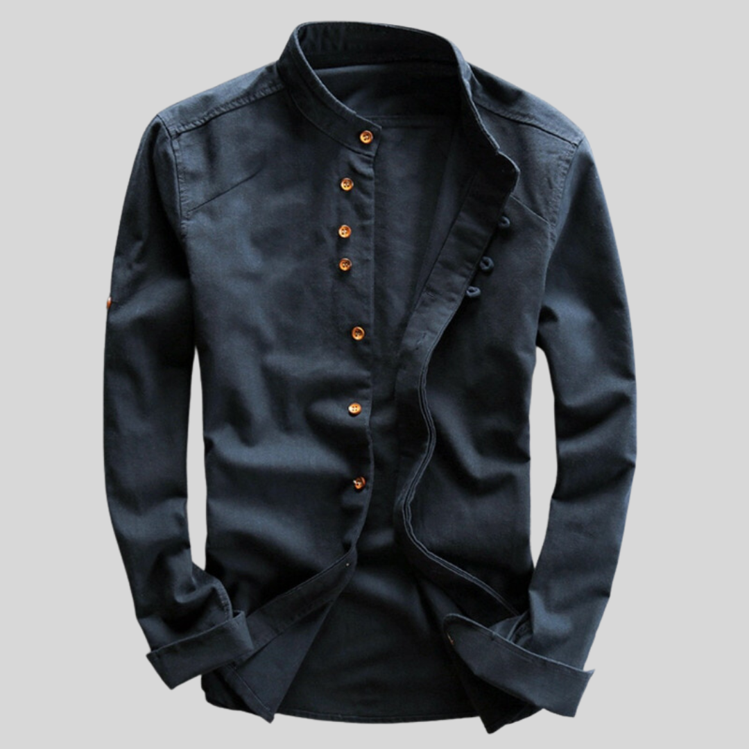 Męska Koszula Slim Fit z Długim Rękawem i Kołnierzem Typu Spread
