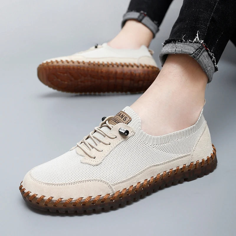 Męskie Sneakersy Mesh ze Sznurowaniem, Wkładką EVA i Gumową Podeszwą