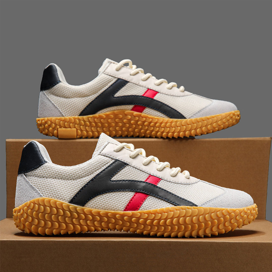 Męskie sneakersy w stylu retro z kontrastowymi paskami i gumową podeszwą