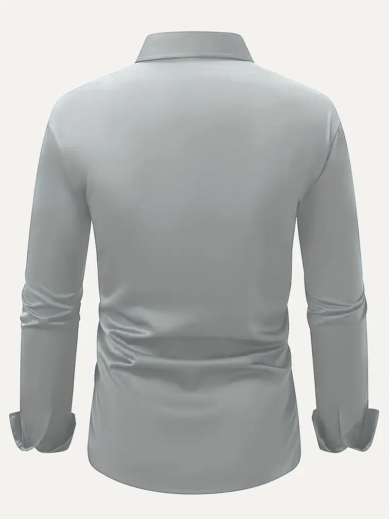 Męska Koszula z Długim Rękawem Slim Fit z Oddychającego Materiału