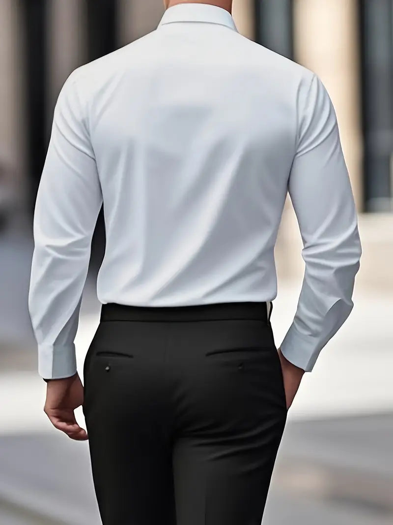 Męska Koszula z Długim Rękawem Slim Fit z Oddychającego Materiału