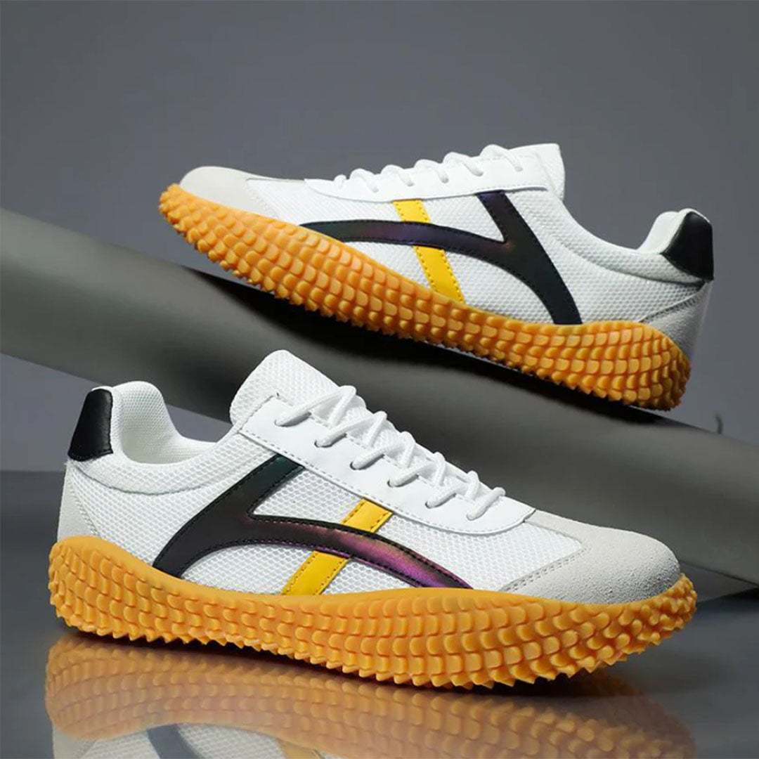 Męskie sneakersy w stylu retro z kontrastowymi paskami i gumową podeszwą