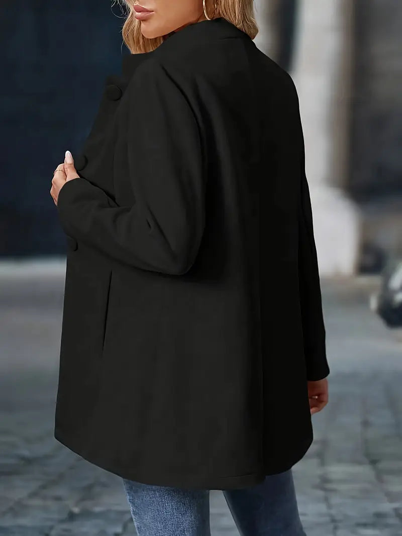 Damski Zimowy Długi Płaszcz z Zapięciem na Guziki