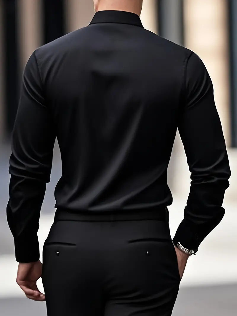 Męska Koszula z Długim Rękawem Slim Fit z Oddychającego Materiału