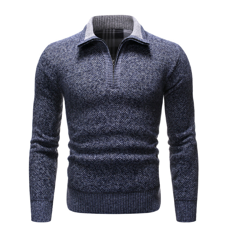 Męski sweter z kołnierzem klapowym o strukturalnym designie