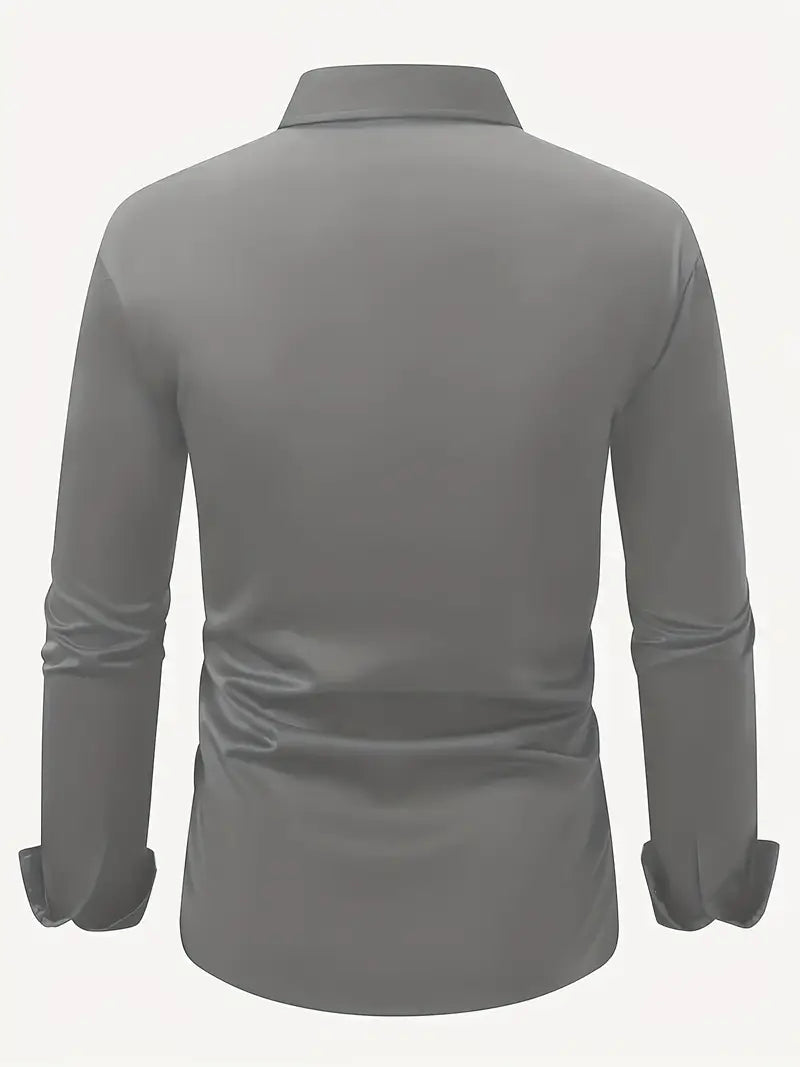 Męska Koszula z Długim Rękawem Slim Fit z Oddychającego Materiału