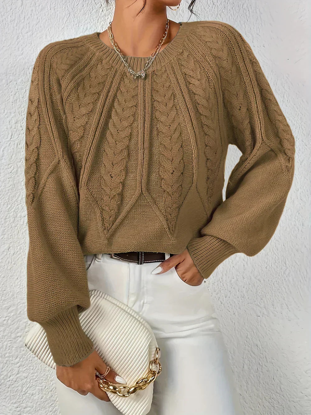 Damski Sweter Dzianinowy o Klasycznym Kroju