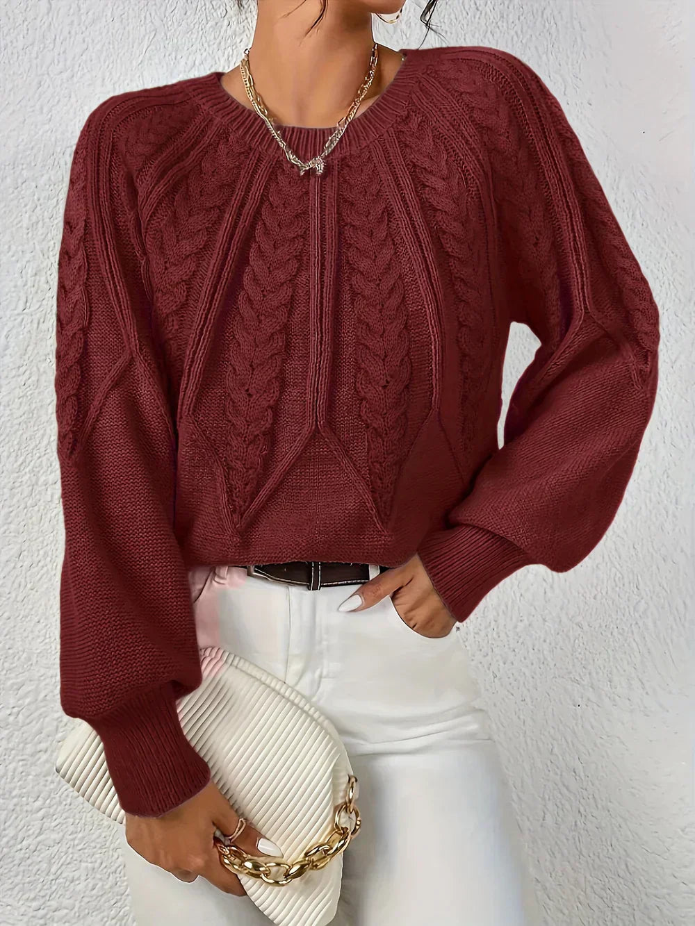 Damski Sweter Dzianinowy o Klasycznym Kroju