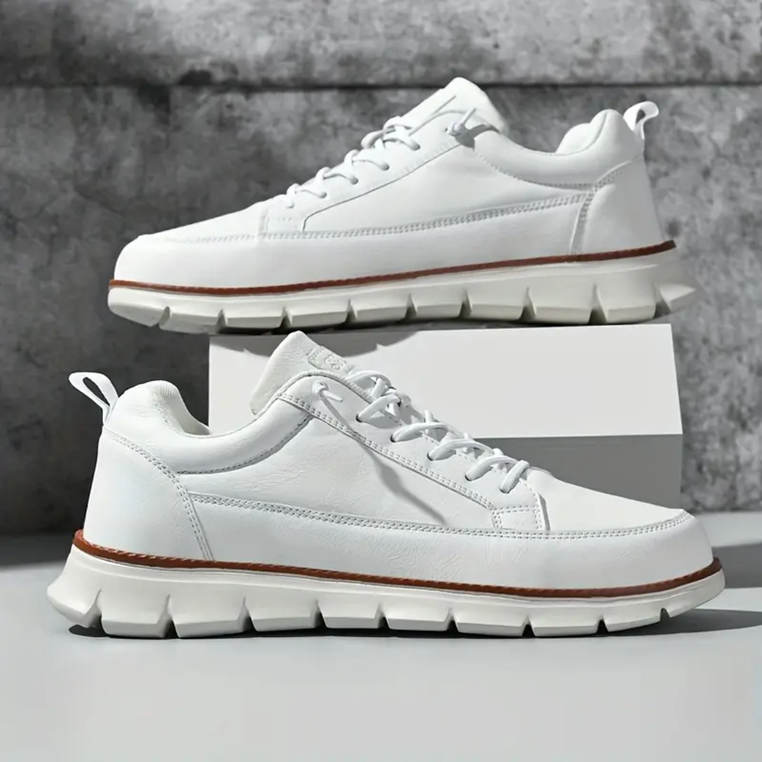 Męskie Sneakersy Niskie z Gładką Cholewką, Sznurowaniem i Elastyczną Podeszwą