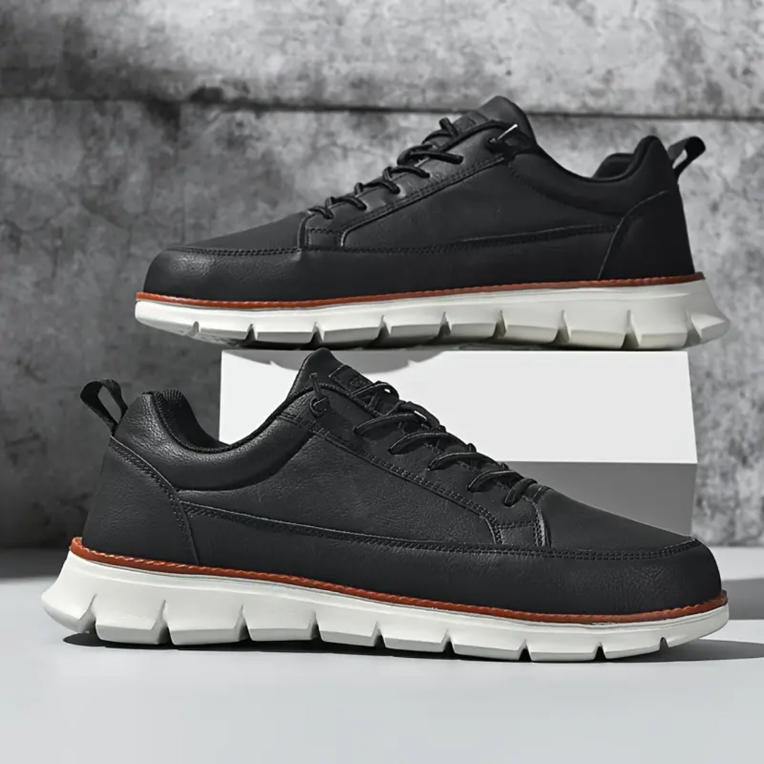 Męskie Sneakersy Niskie z Gładką Cholewką, Sznurowaniem i Elastyczną Podeszwą