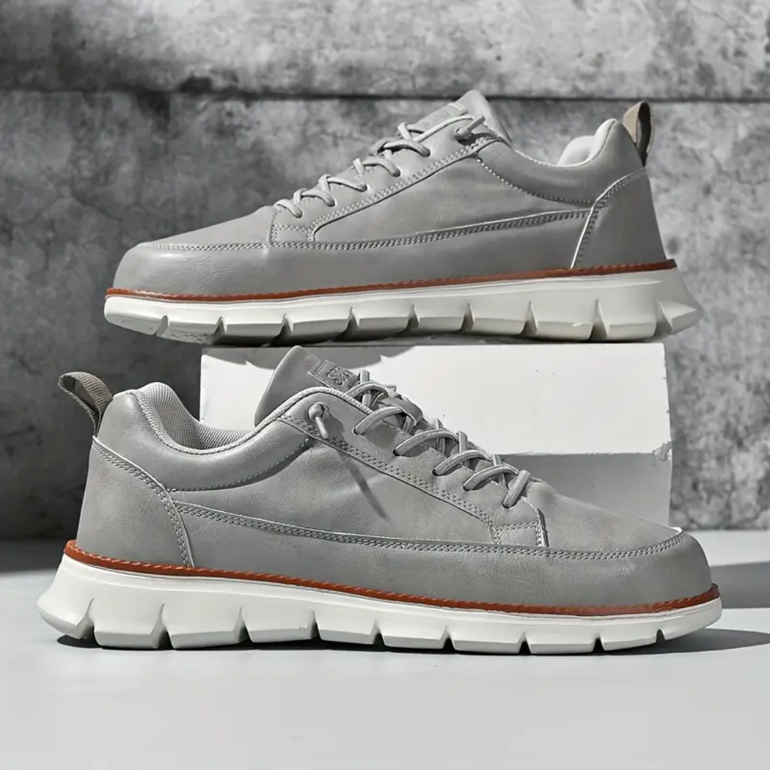 Męskie Sneakersy Niskie z Gładką Cholewką, Sznurowaniem i Elastyczną Podeszwą