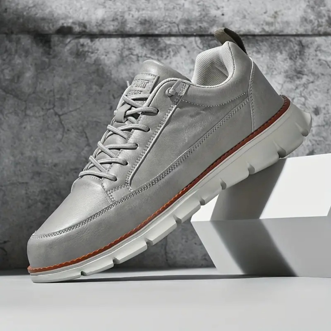 Męskie Sneakersy Niskie z Gładką Cholewką, Sznurowaniem i Elastyczną Podeszwą