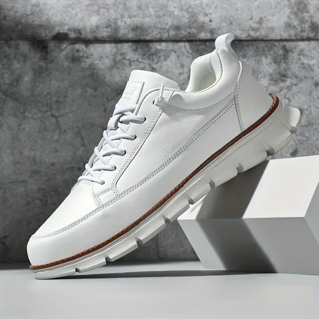Męskie Sneakersy Niskie z Gładką Cholewką, Sznurowaniem i Elastyczną Podeszwą