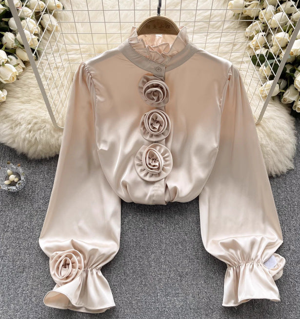 Damska Wiosenna Koszula z Długimi Rękawami i Kwiatowym Wzorem