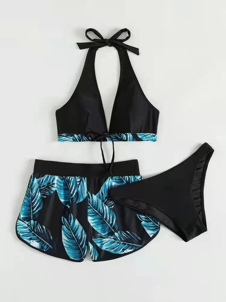 Damski Zestaw Bikini z Dopasowanymi Szortami i Szybkoschnącą Tkaniną