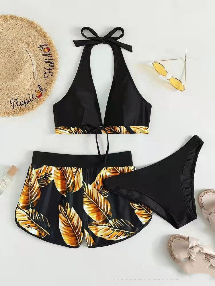 Damski Zestaw Bikini z Dopasowanymi Szortami i Szybkoschnącą Tkaniną