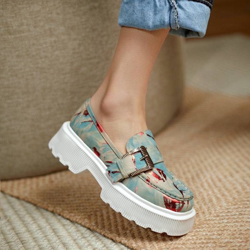 Damskie Wiosenne Buty na Platformie z Ażurowym Wzorem i Klamrą