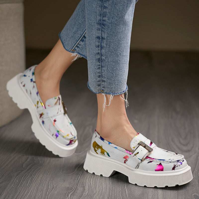 Damskie Wiosenne Buty na Platformie z Ażurowym Wzorem i Klamrą