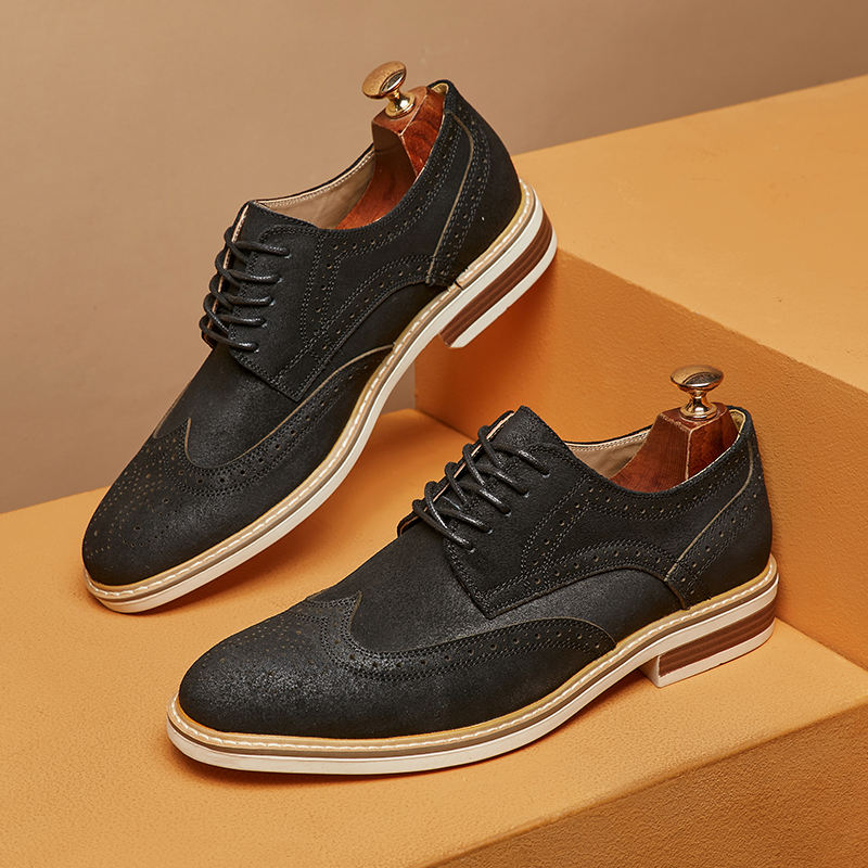 Męskie buty sznurowane z wzorem wingtip i perforacjami brogue