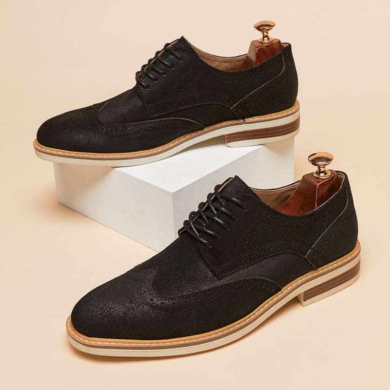 Męskie buty sznurowane z wzorem wingtip i perforacjami brogue