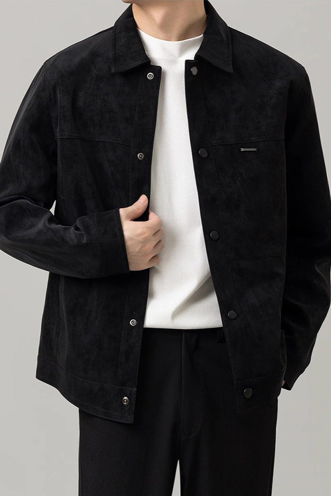 Męska Wiosenna Krótka Kurtka z Regularnymi Rękawami i Luźnym Krojem