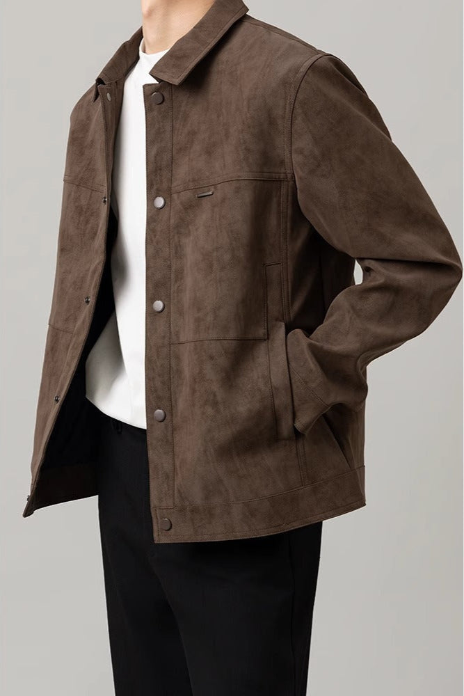 Męska Wiosenna Krótka Kurtka z Regularnymi Rękawami i Luźnym Krojem