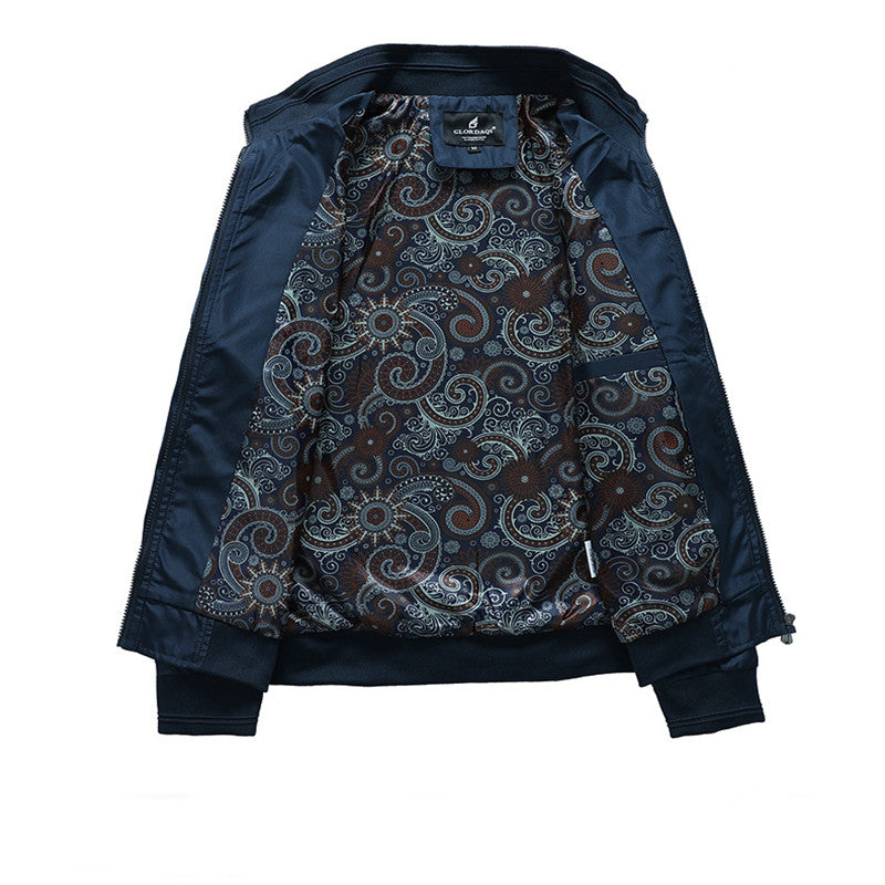 Męska Wiosenna Kurtka ze Stójką i Zamkiem Z Przodu