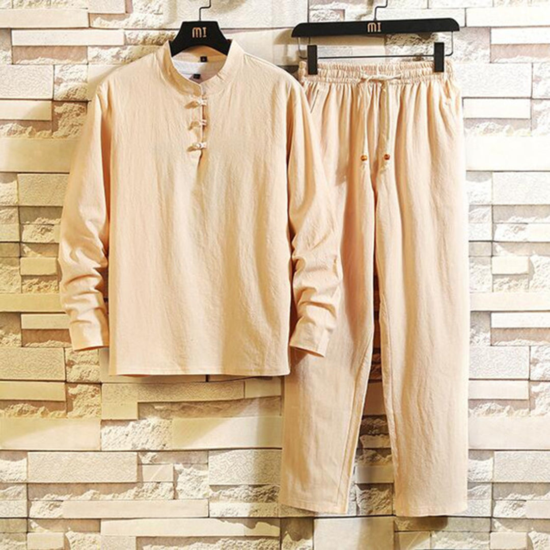 Męski Zimowy Komplet z Koszulą z Długim Rękawem i Regulowanymi Spodniami