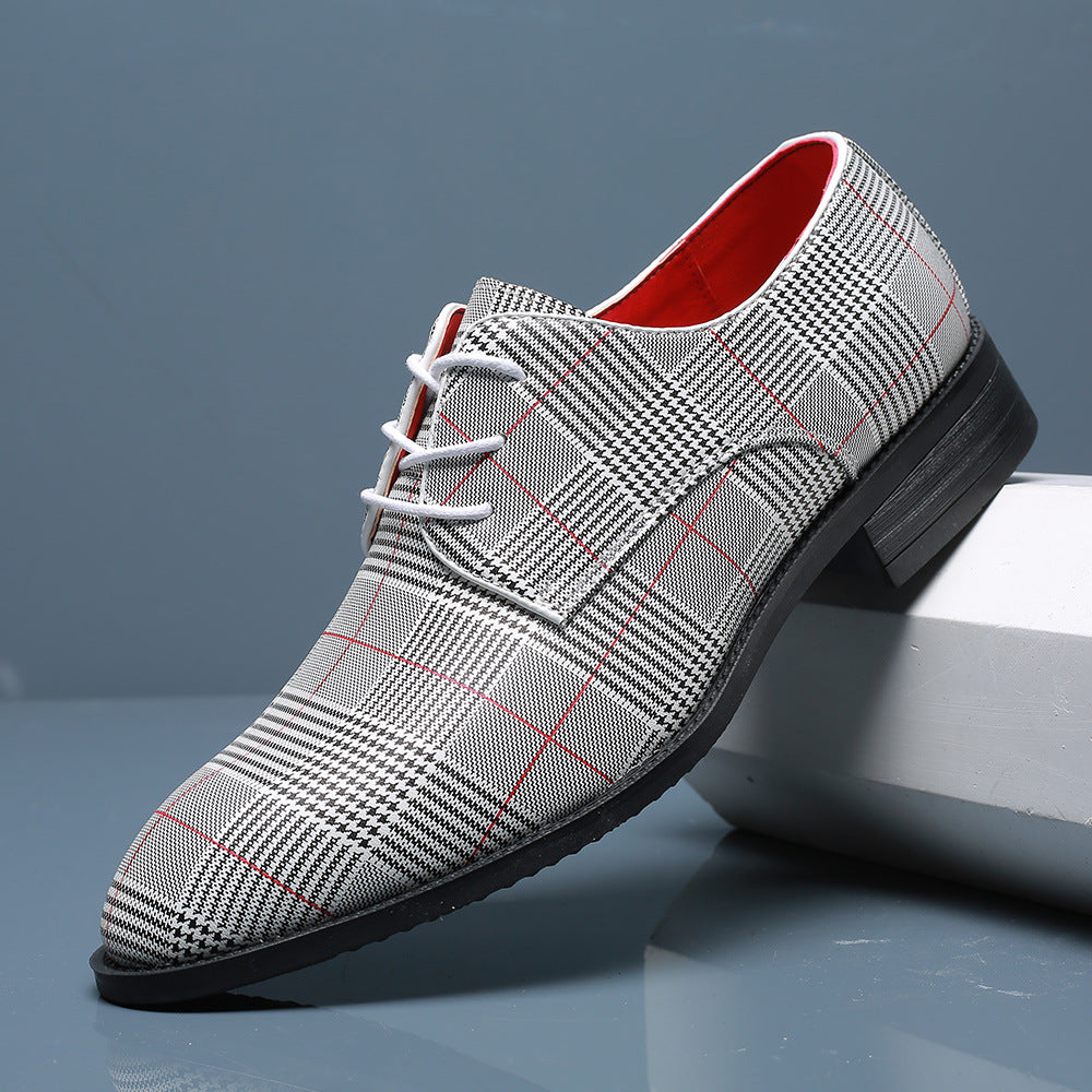 Męskie Buty Biznesowe z PU Skóry ze Sznurowaniem i Paskowym Detalem