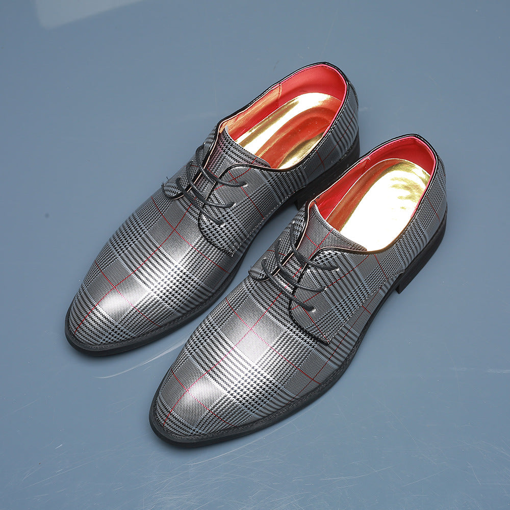 Męskie Buty Biznesowe z PU Skóry ze Sznurowaniem i Paskowym Detalem