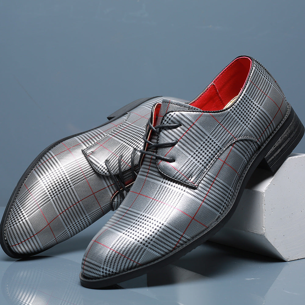 Męskie Buty Biznesowe z PU Skóry ze Sznurowaniem i Paskowym Detalem