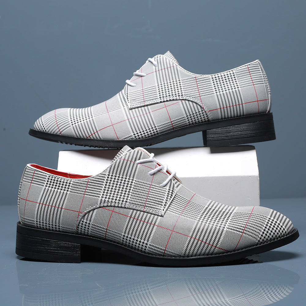 Męskie Buty Biznesowe z PU Skóry ze Sznurowaniem i Paskowym Detalem