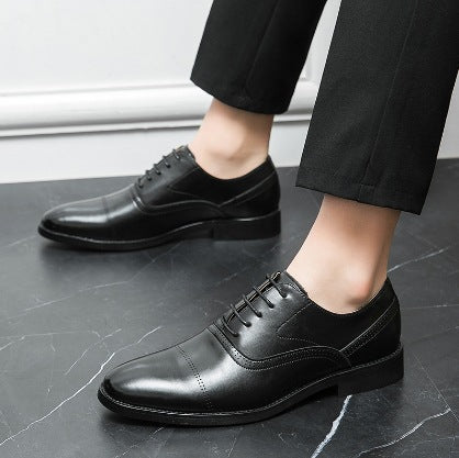 Męskie Buty Oxford z PU Skóry ze Sznurowaniem i Szpiczastym Noskiem