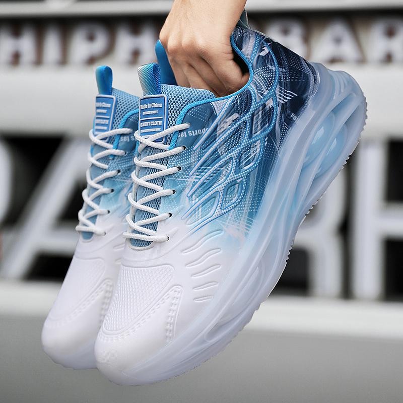 Męskie Sneakersy z Oddychającą Cholewką z Siatki i Podwyższoną Podeszwą PVC