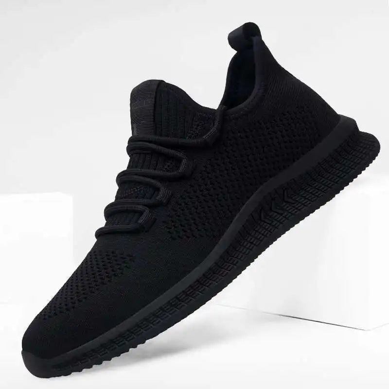 Męskie Wiosenne Sneakersy z Oddychającą Dzianinową Siatką i Płaską Podeszwą
