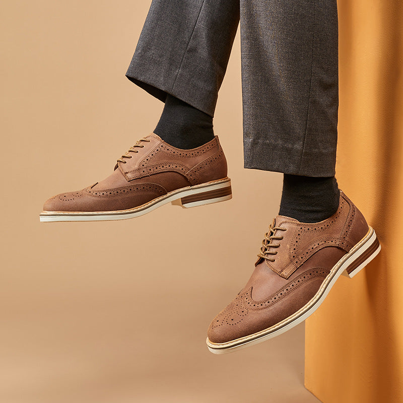Męskie buty sznurowane z wzorem wingtip i perforacjami brogue