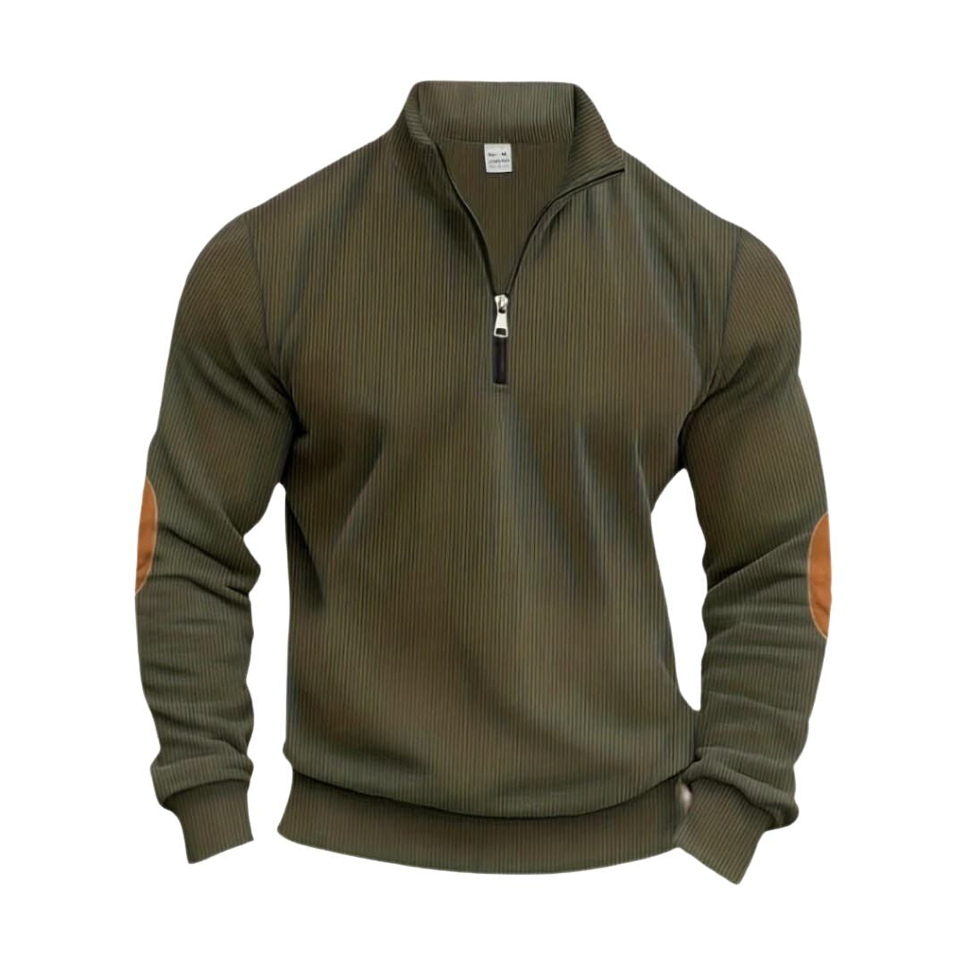 Męski sweter typu pullover z prążkowanymi mankietami