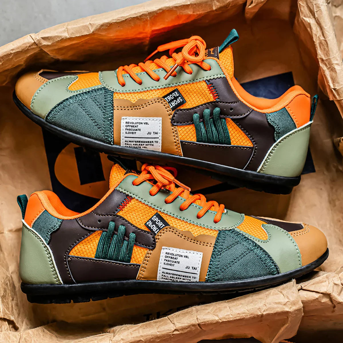 Męskie Sneakersy Mesh z Wieloma Panelami i Sznurowaniem
