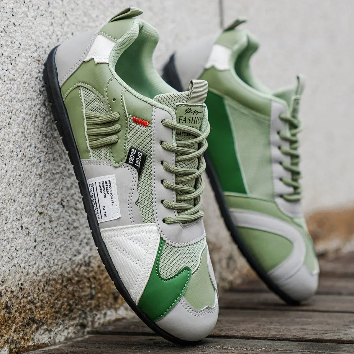 Męskie Sneakersy Mesh z Wieloma Panelami i Sznurowaniem