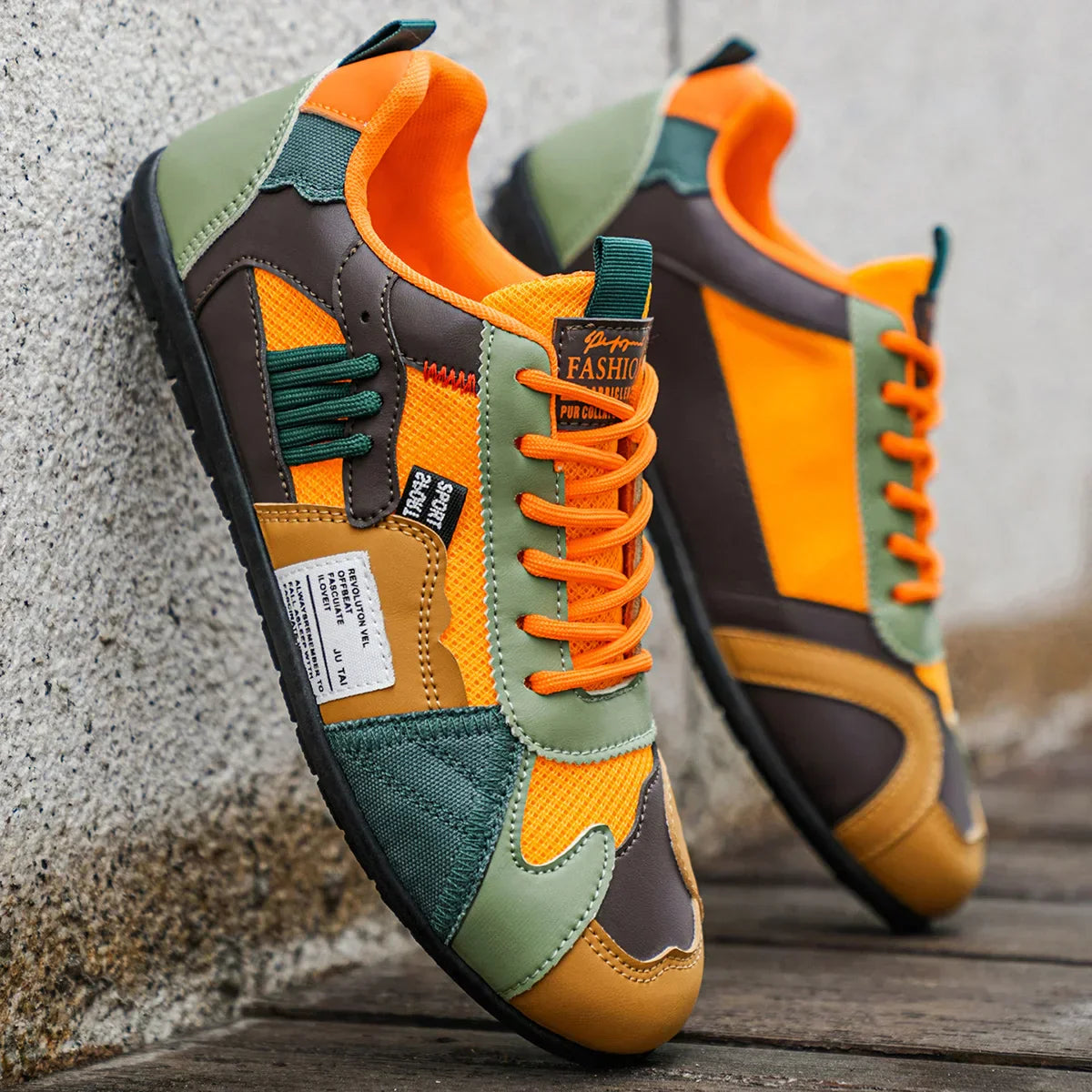 Męskie Sneakersy Mesh z Wieloma Panelami i Sznurowaniem