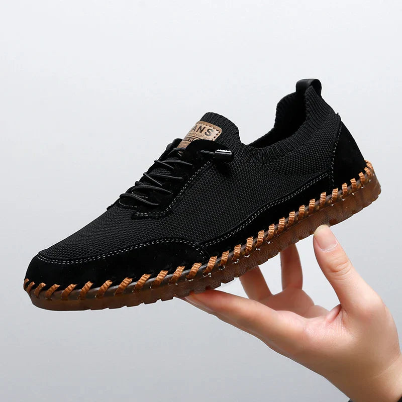 Męskie Sneakersy Mesh ze Sznurowaniem, Wkładką EVA i Gumową Podeszwą